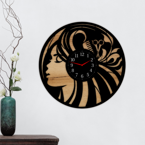 Laser Cut Woman Face Wall Clock SVG DXF Files
