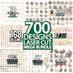 Laser Cut 700+ Mega Bundle, Christmas Ornaments, Kitchen Cutting Board, Cake Topper, SVG & DXF Files