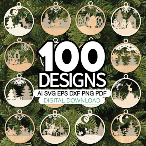 Laser Cut Christmas Ornament SVG Bundle MultiLayer Ornament Files Christmas Balls Tree Decorations Craft Hanging Bauble Digital Download