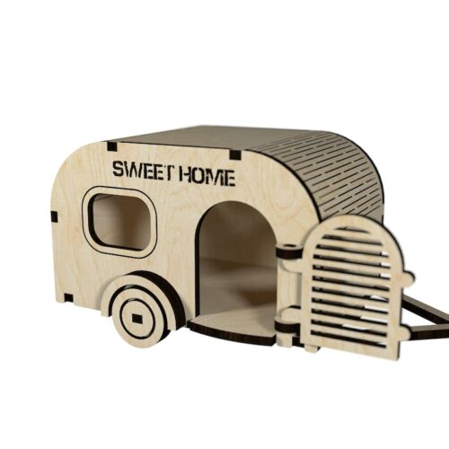 Laser Cut Hamster Cage Trailer House 3 4 mm 1/8 inch Pattern Vector for Laser Cutting CNC svg vector plan