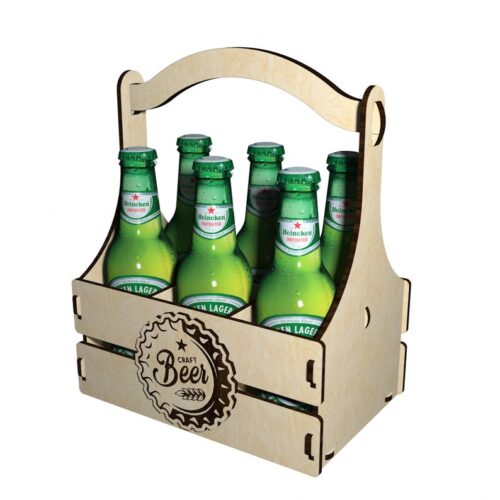 Laser Cut Beer Bottle Box Beer Can Holder SVG and DXF 5 mm or 6 mm Plywood or MDF