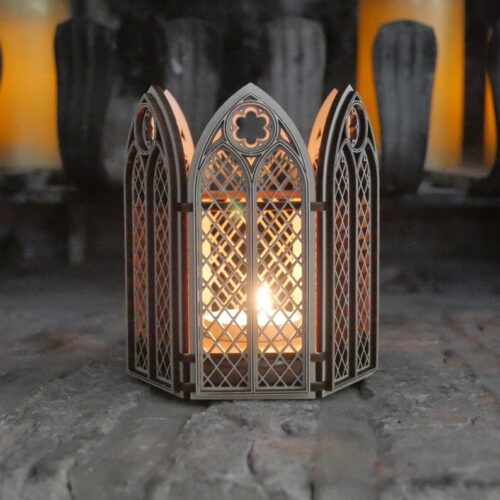 Laser cut Candle holder in the Gothic style for laser cutting for 3 mm, 4mm, 1/8 inch SVG DXF Instant download