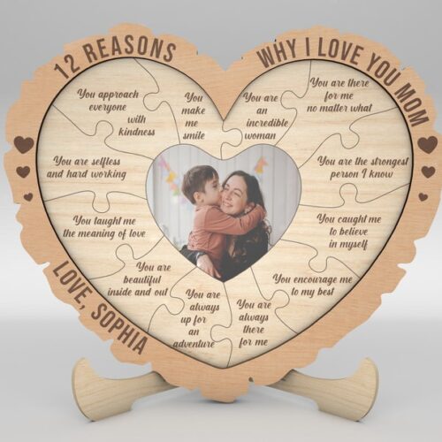 Laser Cut Personalized 12 Reasons Why I Love You Mom Stand Decor SVG, Gift for Mom, Mothers Day Gifts, Glowforge, Laser Cut Files