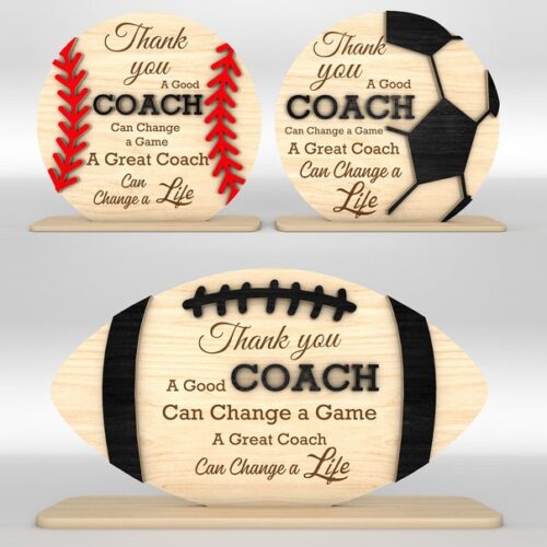 Thank You Soccer Coach Sign SVG, Baseball Coach Sign, Football Coach Sign, Coach Appreciation Gifts, Glowforge,Laser Cut Files
