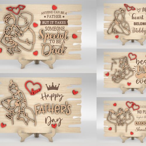 Laser Cut Dad And Baby Line Art Stand Decor SVG, Fathers Day Sign Files, Gift for Dad, Fathers Day Gifts, Glowforge
