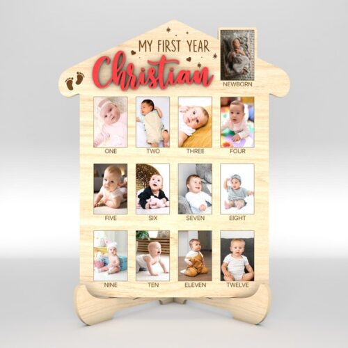 Laser Cut Personalized My First Year Photo Frame, SVG Files
