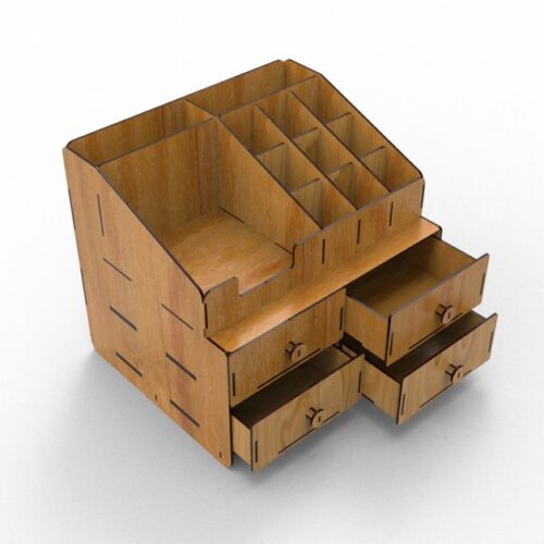 Laser Cut Desktop Organizer With Drawers Svg, Dxf, Ai, Pdf, Cdr And Eps Format. Ready to Cut. Compatible for wood and acrylic cutting.