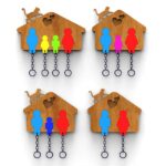 Laser Cut Family Key Holders, Wall Keychain Set with Kids and Parents - DIY Keychain Set for Home