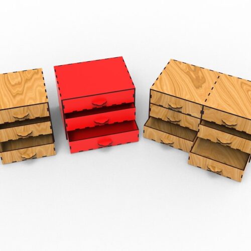 Laser Cut Desktop Storage Drawer Set SVG, With Different Sizes, Desk Organization Ideas, Stackable Storage Boxes In Multiple Sizes