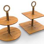 Laser Cut Cake and Snack Stand SVG and DXF Files for Glowforge and Cricut, Rounded And Square Wooden Shelf Display Stand