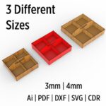 Laser Cut 3 Different Sizes Tray With Handle Drawings, SVG Vector Files For Wood And Acrylic