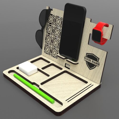 Laser Cut Desk Organizer Svg, Ai, Pdf, Eps, Dxf and CDR Files, Dock Station Files, Phone Holder Cut File, Vector Files