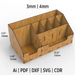 Laser Cut Desktop Organizer Files Svg, Dxf, Ai, Pdf, Cdr And Eps Format. Ready to Cut. Compatible for wood and acrylic cutting.