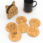 Laser Cut Cute Cat Designed Glass Coaster SVG DXF And Other Drawing Files Machines Includes 6 Different Cat Figures