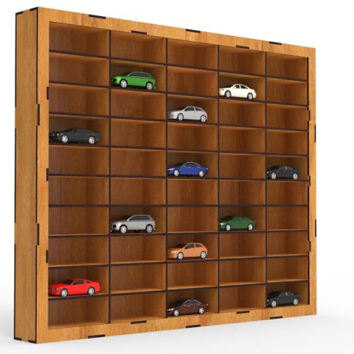 Laser Cut 50 Pcs 1/64 Hot Wheels Cars Display Stand Rack SVG, DXF Vectorel Drawing Files, Diecast Collection Shelf, Model Car Display Stand