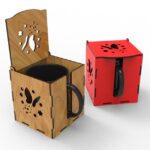 Laser Cut Mug Box, Acrylic or Wooden Mug Box SVG and DXF Vector Files, With 16 Different Designs