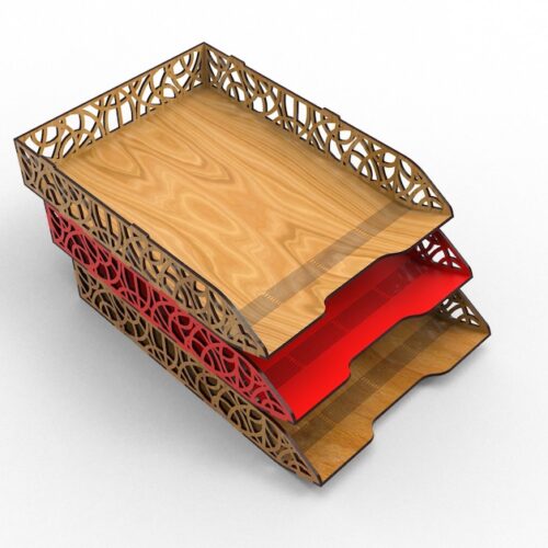 Laser Cut Office Desk Organiser Stackable Paper Tray, Document Organizer Svg And Drawing Files | Glowforge - XTool - Cricut