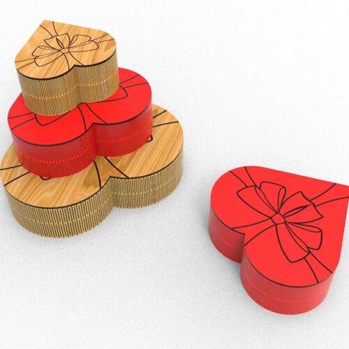 Laser Cut In 3 Different sizes Heart Shaped Gift Box Drawing SVG DXF Files, Valentines Day Gift Box, Jewellery Box