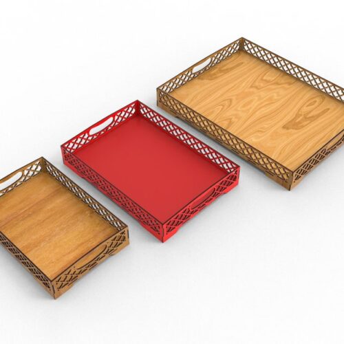 Laser Cut Fancy Serving Tray SVG And DXF files - 3 Different Sizes - Decorative Tray