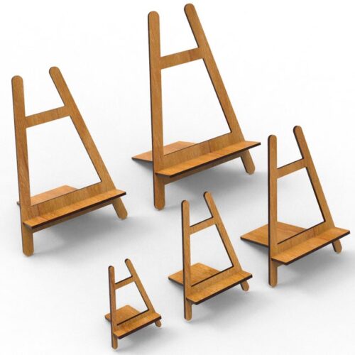 Laser Cut Easel Display Stands 5 Different Sizes, Svg and Dxf Vector Files For Wood And Acrylic, Picture and Painting Stand