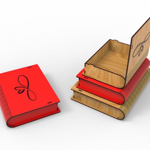 Laser Cut 3 Different Size Book Shape Wooden or Acrylic Gift Box SVG and DXF Files