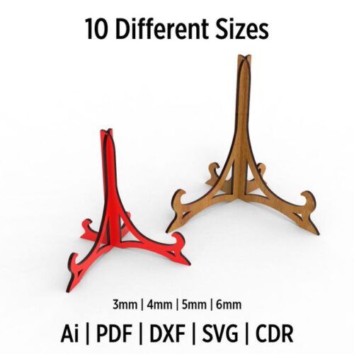 Laser Cut Photo Frame Display Stand, Easel Stand in 10 Different sizes, Plate Stand, SVG DXF Cut Files