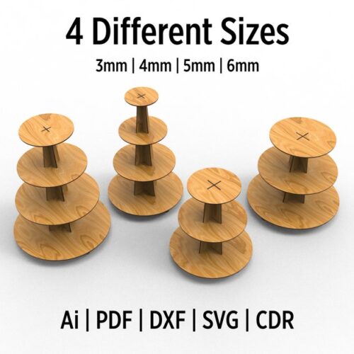 Laser Cut 4 Different size Rounded Display Stand Svg Files for Glowforge and Cricut Wooden Shelf Display Stand Craft Show and Merchandise