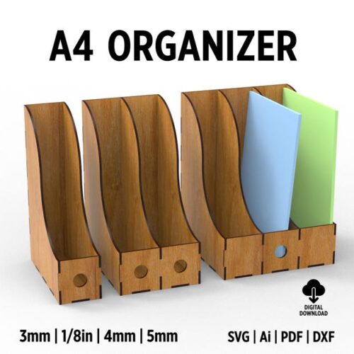 Laser Cut Catalog and A4 Document Organizer, SVG And DXF Files, A4 Desktop And Shelf Organizer, Desk Accessories