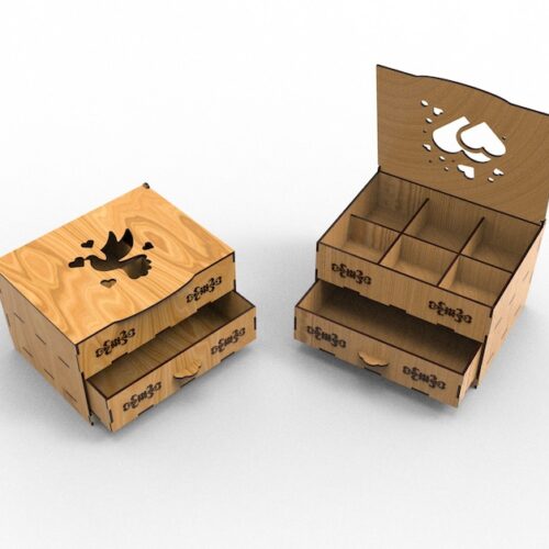 Laser Cut 2 Different Designs Included Chest Of Drawers Jewelry Box, Drawing Files For Wooden Box, Wooden Gift Box For Her