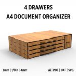 Laser Cut Office Desktop Stationery Rack With Drawers, Document And Paper Holder Organizer Svg Files For Cricut, Xtool And Glowforge
