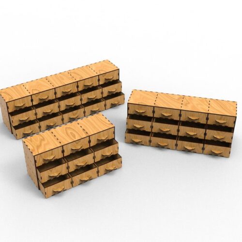 Laser Cut Desktop Storage Drawer Set SVG With Different Sizes, Desk Organization Ideas, Stackable Storage Boxes In Multiple Sizes
