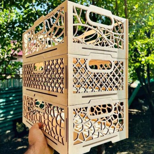 Laser Cut Wooden Stackable Storage Box Bundle Nine Stackable Templates Digital Files Decorative Storage Box