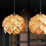 Laser cut Scandinavian Pine Cone Hanging wooden chandelier lamp shade Pendant light template SVG