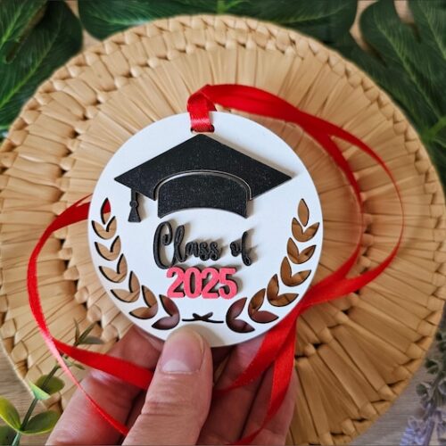 Laser Cut Graduation Medal SVG File | Laurel Wreath Cap Design | School Award Tag Template | Glowforge MDF Acrylic DXF Vector